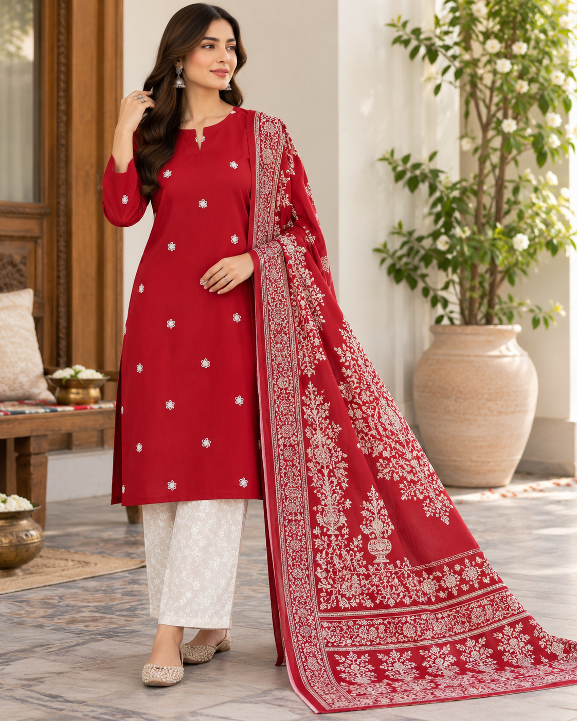 Elegant Booti – 3-Piece Embroidered Lawn Suit