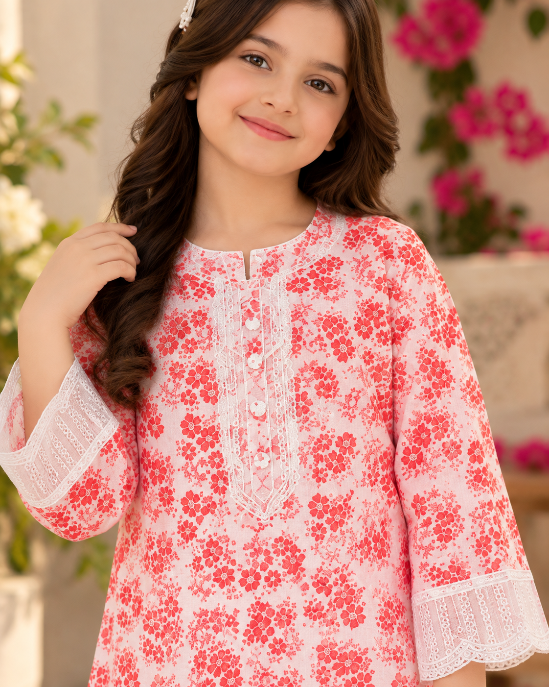 Gulab — Girls’ Pink Floral 2-Piece Suit