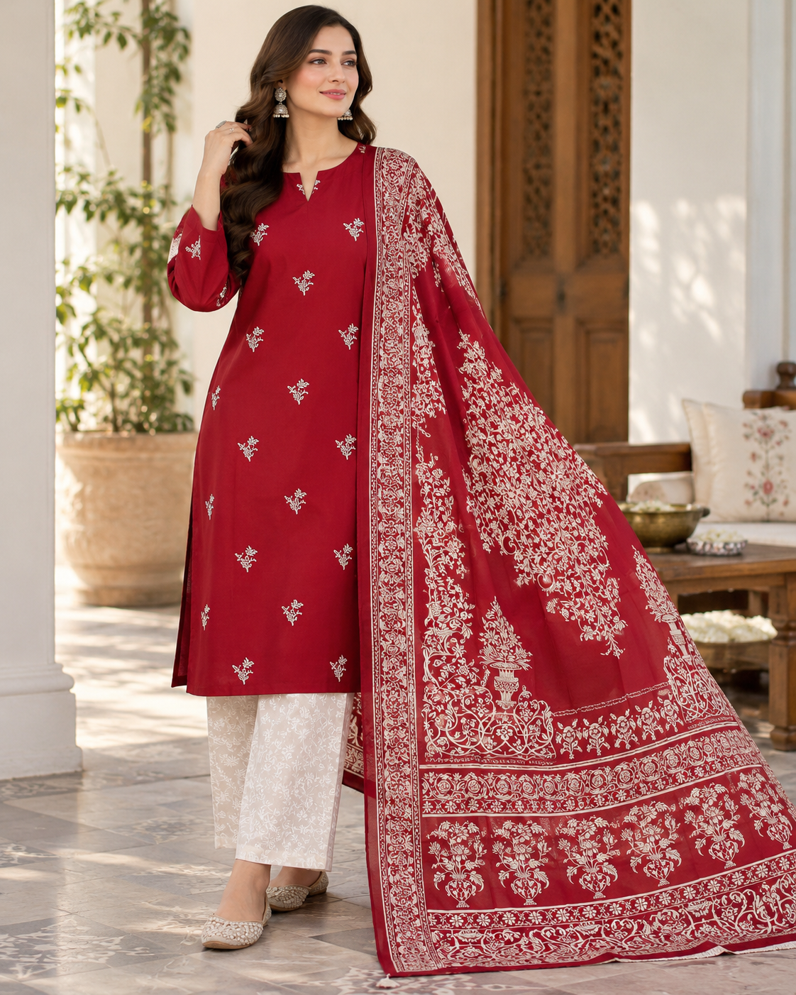 Blush & Bloom – 3-Piece Embroidered Lawn Suit