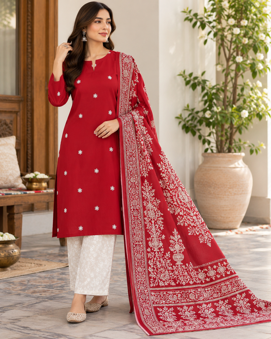 Elegant Booti – 3-Piece Embroidered Lawn Suit