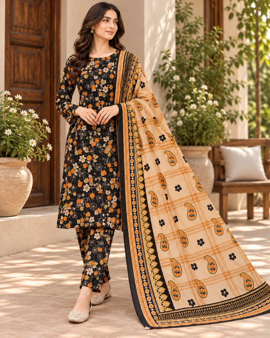 “Zareen Khaddar 3-Piece Unstitched Suit”