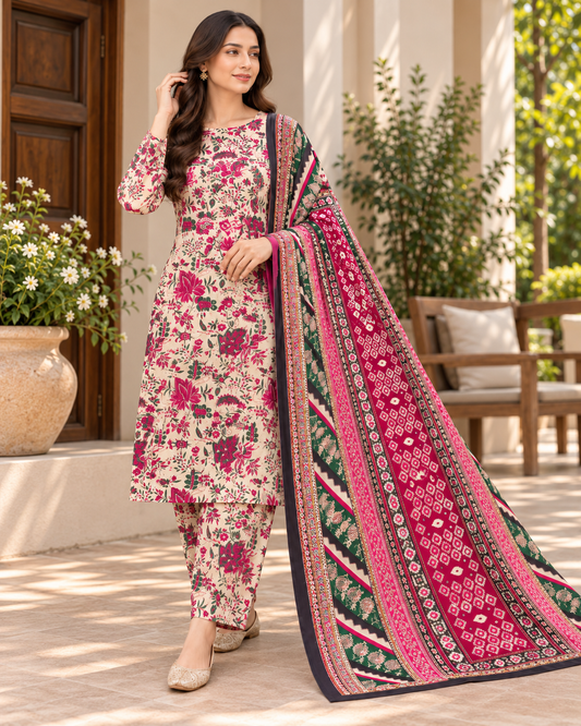 “Aafreen Khaddar 3-Piece Unstitched Suit”